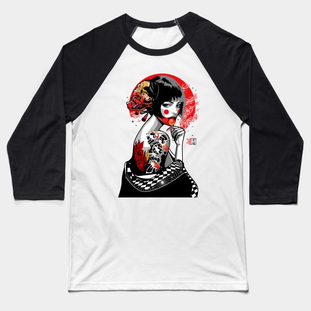 Geisha Pop Baseball T-Shirt by Heymoonly